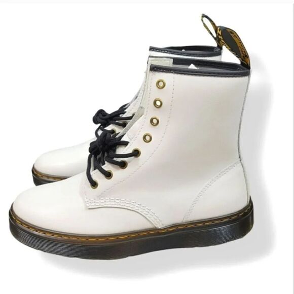 NEW Dr. Martens Zavala T Lamper Combat Boot in White Leather Unisex M 10/W 11 - Picture 9 of 15
